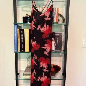Tropical Black and Red Floral Dress Roxy D003